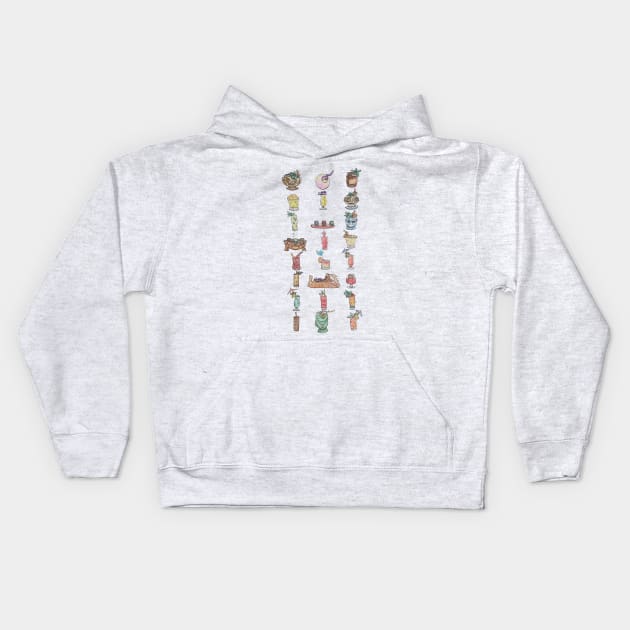 Enchanted Tiki Drinks Kids Hoodie by katiecarterart